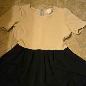 LuLaRoe Tan and Black Casual Kids Dress
